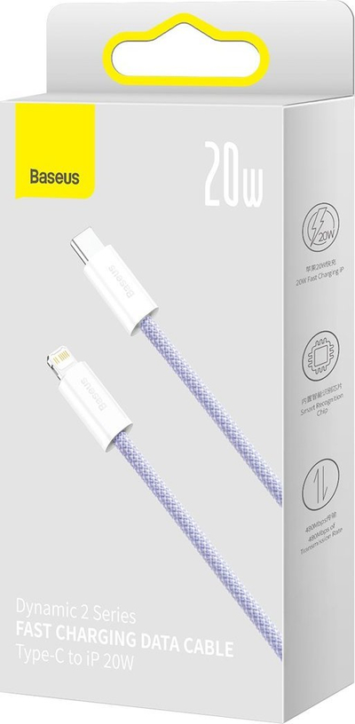 Kabllo karikimi Baseus Dynamic Series Type C në Lightning, 20W, 2m, vjollcë