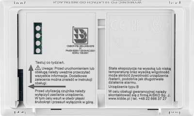 Detektor monoksidi karboni Kidde K10LLCO, sensor elektrokimik, bateri 10 vjeçare, i bardhë