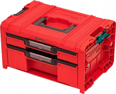 Организер со фиоки Qbrick System Pro Expert RED HD Drawer 2, со прилагодливи прегради, црвен