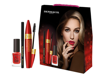 Set kozmetik Dermacol Obsesión maskarë për qerpikë 12 ml, llak për thonjë 11 ml & penel për sy 0.3 g