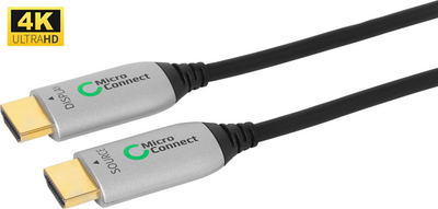 Kabllo HDMI MicroConnect Premium Optical, 25m, 4K Ultra HD, e zezë