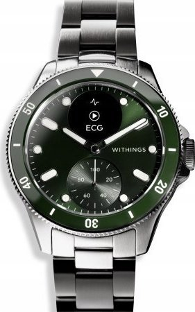 Ora inteligjente hibride Withings ScanWatch Nova, 42mm, matje temperature, jeshile