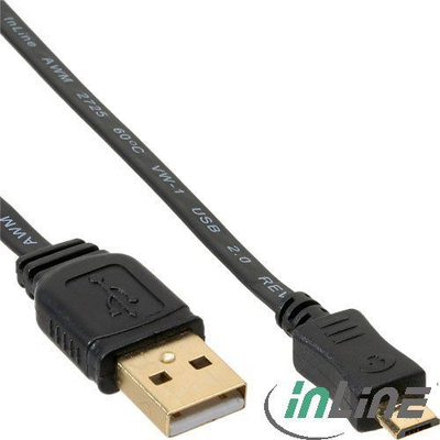 Kabllo USB InLine 31705F, USB A në microUSB, 0.5 m, i zi