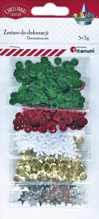 Set xixëllimash për zbukurime Christmas Sequins Mix, 5x3 g, shumëngjyrëshe