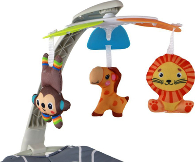 Lezë lëkundëse për bebe Lean Toys Giraffe, 2 në 1, me vibrim dhe melodi, gri