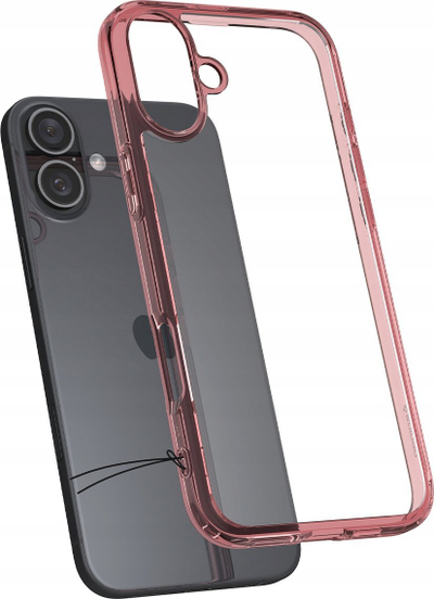 Mbrojtëse telefoni Spigen Ultra Hybrid për iPhone 16, transparente, me kënde të forcuara, rozë
