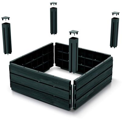 Kornizë kopshti Garden Border Base Woody, 75 x 75 x 25 cm, plastike, antracit