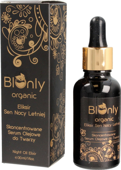 Serum vajor për fytyrë BIOnly Eliksir Nata e Verës, bio, 30 ml, i zi