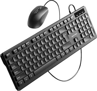 Set tastierë edhe maus Vention KTCB0 EN, me kabllo, 1200 DPI, i zi