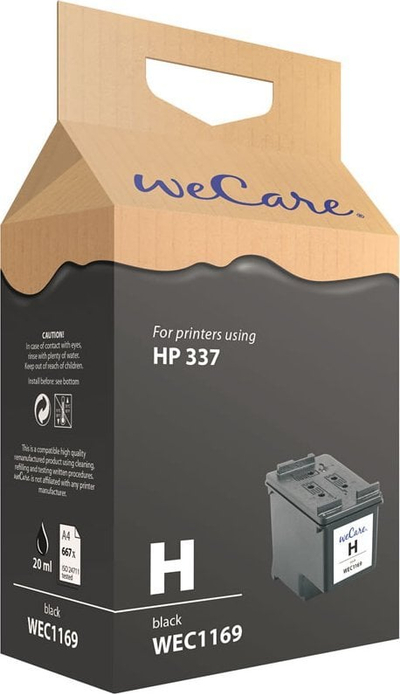 Kartush boje Wecare C9364EE, 20 ml, shkon me HP 337, i zi