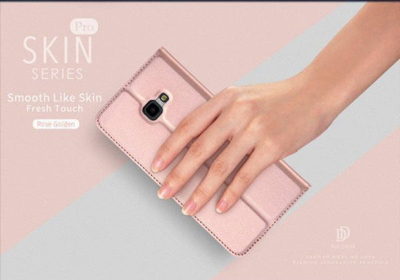 Mbulesë telefoni Dux Ducis Skin për Samsung Galaxy A01, me kapak dhe xhep karte, rozë e hapur