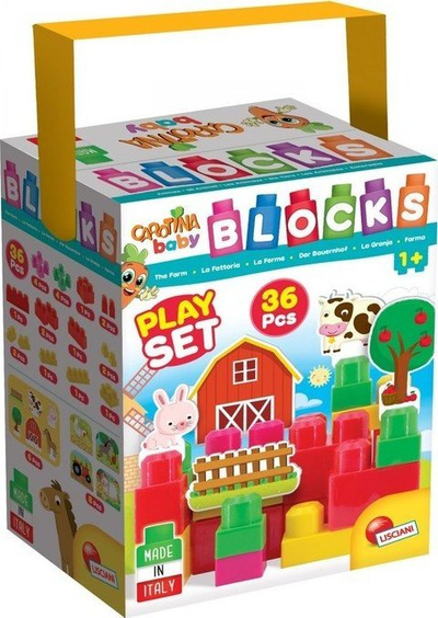 Set blloqe ndërtimi Lisciani Carotina Baby, 36 copë, ferma, shumëngjyrësh