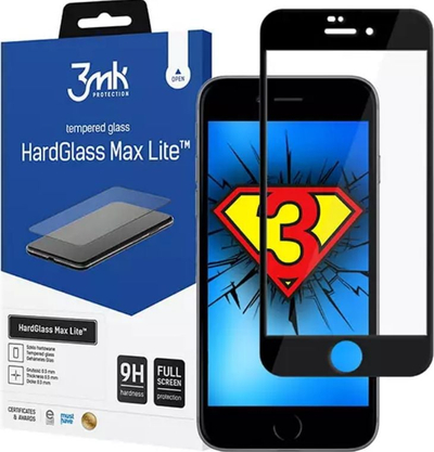 Xham mbrojtës 3mk HardGlass Max Lite për iPhone 7 8 SE 2020 2022, i zi