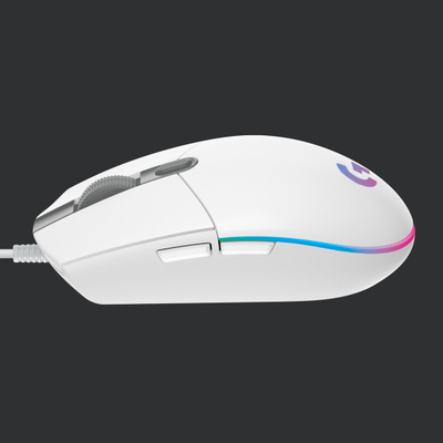 Гејминг глушец Logitech G203 LIGHTSYNC, 6 копчиња, RGB, бел
