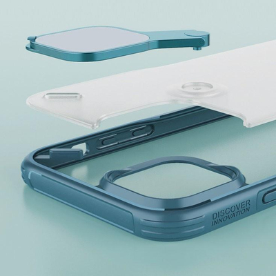 Kapak telefoni Nillkin Cyclops për iPhone 13 Pro, TPU i fortë, me mbrojtës kamere, blu e hapur transparente