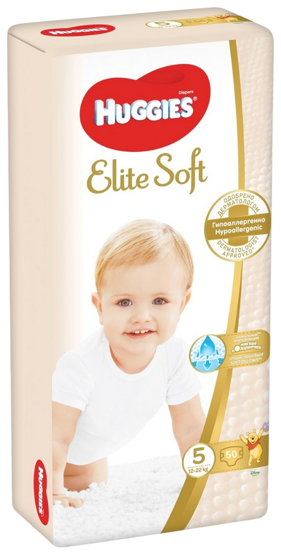 Pelena Huggies® Elite Soft 5 (15-22 kg, 50 copë)