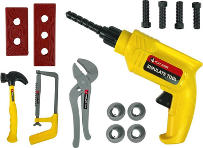 Set veglash lodër LeanToys Handyman, kaçavida edhe çekiç, e verdhë