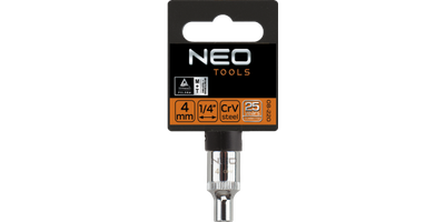 Kapak çelësi Neo 1/4\" 6-këndor, 14mm, ngjyrë argjend