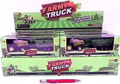 Set lodrash Hipo Farm Truck, makina bujqësore me rimorkio 8.5 cm, metal me tërheqje mbrapa, jeshile