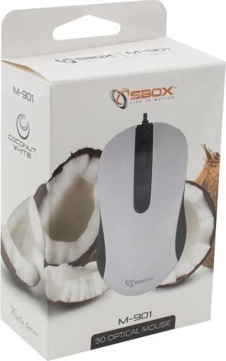 Оптички глушец SBOX M-901, со кабел, УСБ, бел