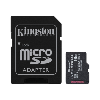 Картичка меморија Kingston Industrial microSDHC, 16GB, Class 10 A1, со SD адаптер
