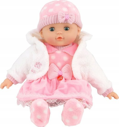 Kukull bebe Adar 516724, 40cm, me zë polonisht, rozë gri