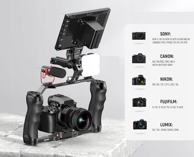 Kornizë cage stabilizuese për kamera Neewer CA077, alumini, doreza ergonomike, e zezë