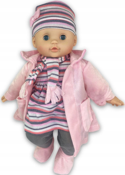 Kukull bebe Adar 516724, 40cm, me zë polonisht, rozë gri