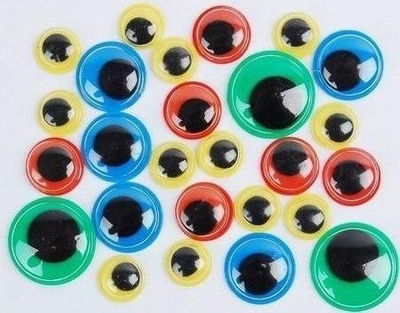 Sy plastike vetëngjitëse Fandy Moving Neon Eyes, 24 copë, përmasa nga më të ndryshmet, me ngjyra të forta neon