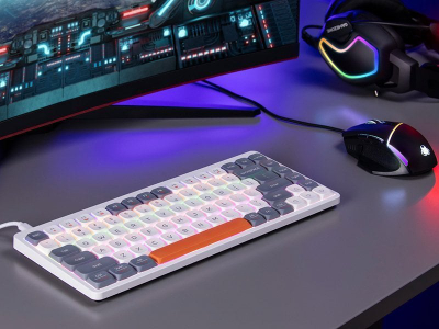 Tastierë mekanike Tracer Fina 84, TKL, RGB, bardh gri
