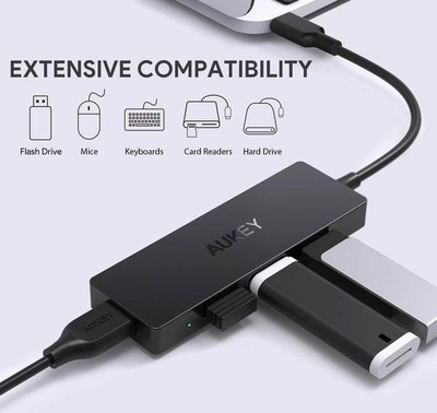 Hub USB Aukey CB-C64, USB-C, 4x USB 3.1, i zi