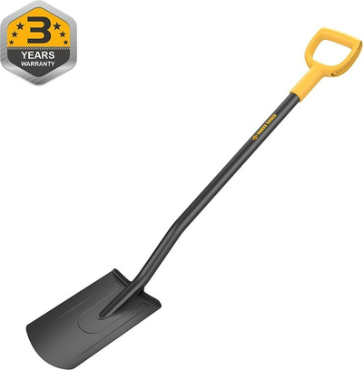Lopatë e drejtë Forte Tools, me dorezë të rehatshme, për punë kopshti, e zezë me të verdhë