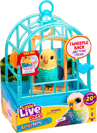 Lodër interaktive Little Live Pets Indie Bird and Cage, 20+ tinguj, me kafaz, shumëngjyrëshe