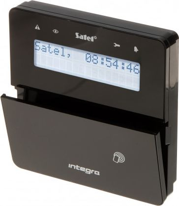 Tastierë alarmi Satel INT-KLFR-B, ekran LCD, lexues karte, e bardhë