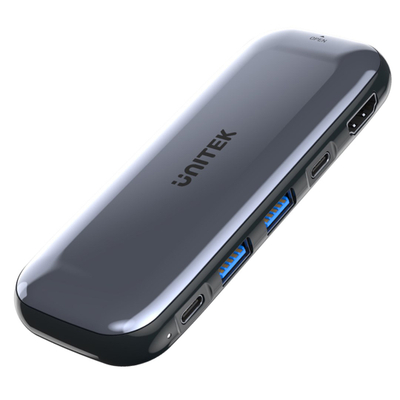 USB Hub Unitek D1046A uHUB H6, 6-në-1, USB-C, M.2 SSD, i hirtë