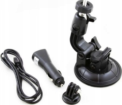 Set aksesorë veture XREC Car Kit për GoPro, mbajtëse me vakum, karikues veture, i zi