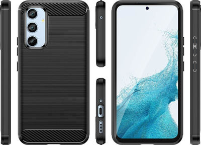 Mbrojtëse telefoni Samsung Galaxy A54 5G, gome TPU, stil karbon, e zezë