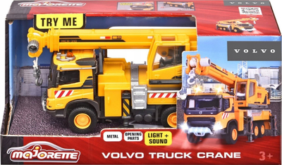 Kamion vinç lodër Majorette Volvo, shkallë 1:45, me drita edhe me zë, i verdhë