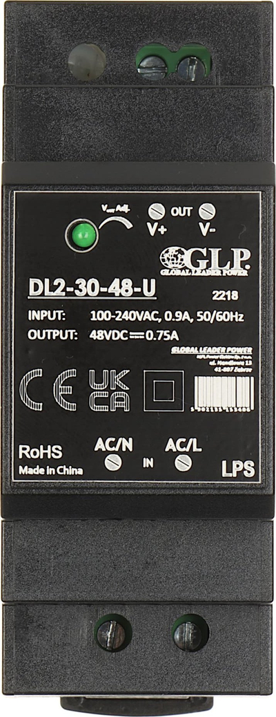 Furnizim me energji në shina DIN Delixi DL2-30-48-U, 48V, 30W, gri