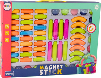 Blloqe magnetike ndërtimi LEAN Toys Magnet Stick, 66 copa, shumëngjyrëshe