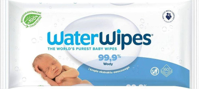 Peceta të lagura WaterWipes Bio, me bazë uji, 60 copë, të bardha