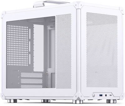 Куќиште за компјутер Jonsbo C6 MAX, Mini Tower, Micro ATX, калено стакло, бело
