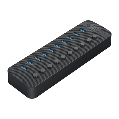Hub USB Orico CT2U3-10AB, 10 porta USB-A 3.0, me çelësa më vete për çdo port, ngjyrë e zezë