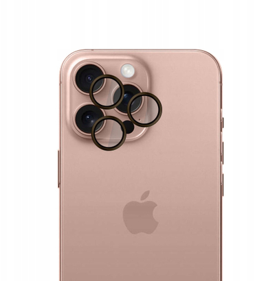 Mbrojtës kamere 3MK për Apple iPhone 16 Pro 16 Pro Max, HARDY Lens Protection Pro, xham 9H, kafe rozë