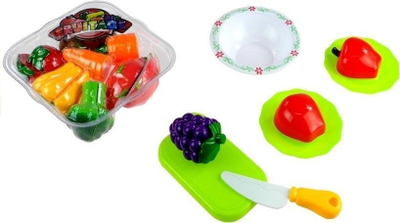 Set lodrash kuzhine LeanToys Basket with Vegetables, shportë me fruta e perime prerëse, peshore dyqani