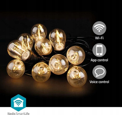 Drita kopshti inteligjente Nedis WIFILP01F10, Wi-Fi, LED filament, e zezë