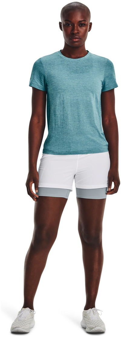 Pantallona të shkurtra vrapimi Under Armour Run Stamina 2-in-1, kompresuese, e bardhë