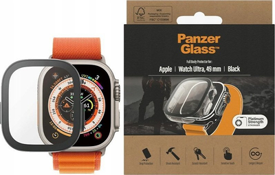 Mbrojtës ekrani PanzerGlass Frame për Apple Watch Ultra 49mm, xham i plotë, i zi