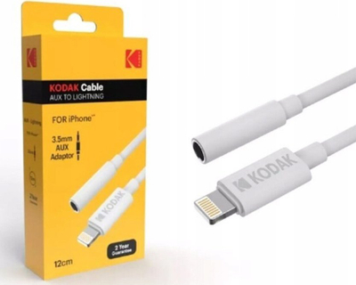 Kabllo audio Kodak AUX to Lightning, 3.5mm, 11cm, e bardhë
