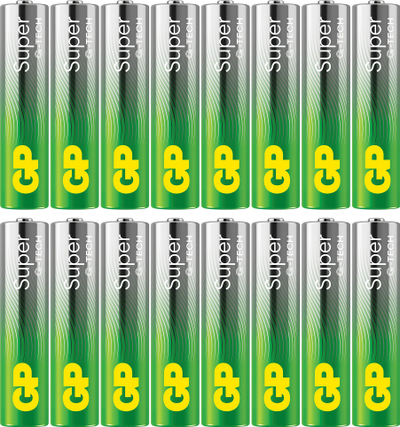 Bateri alkaline GP Super AAA LR03, 1.5V, paketim 16 copë